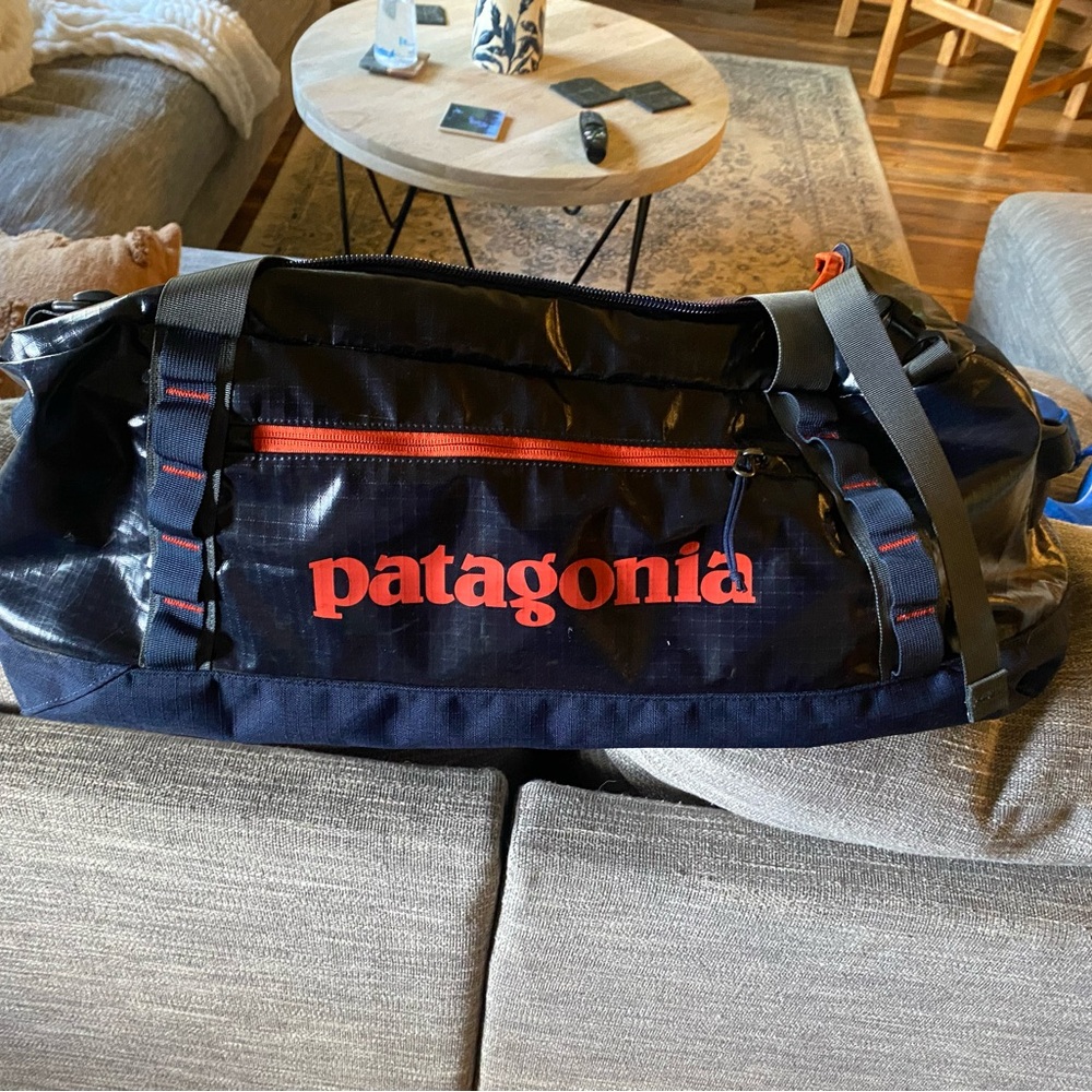 Blue and orange Patagonia Black hole duffel 60l